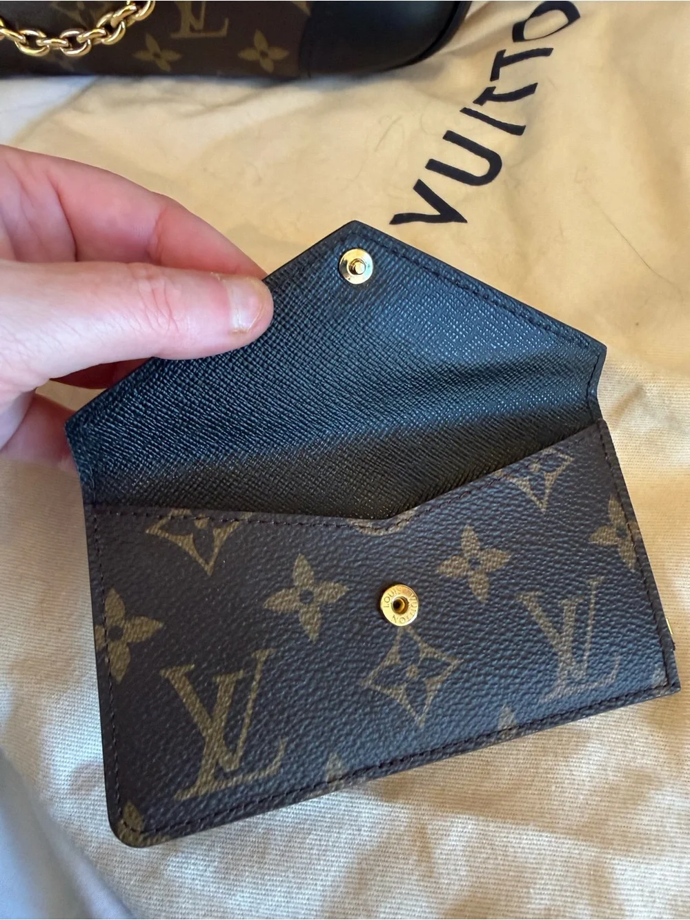 Louis Vuitton Monogram Canvas Card Holder with Gold Hardware